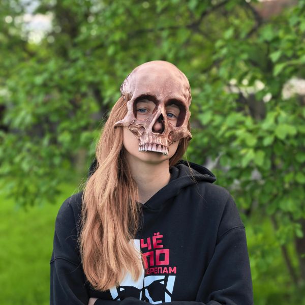 Anatomically accurate human skull mask wearable 3D scan prop