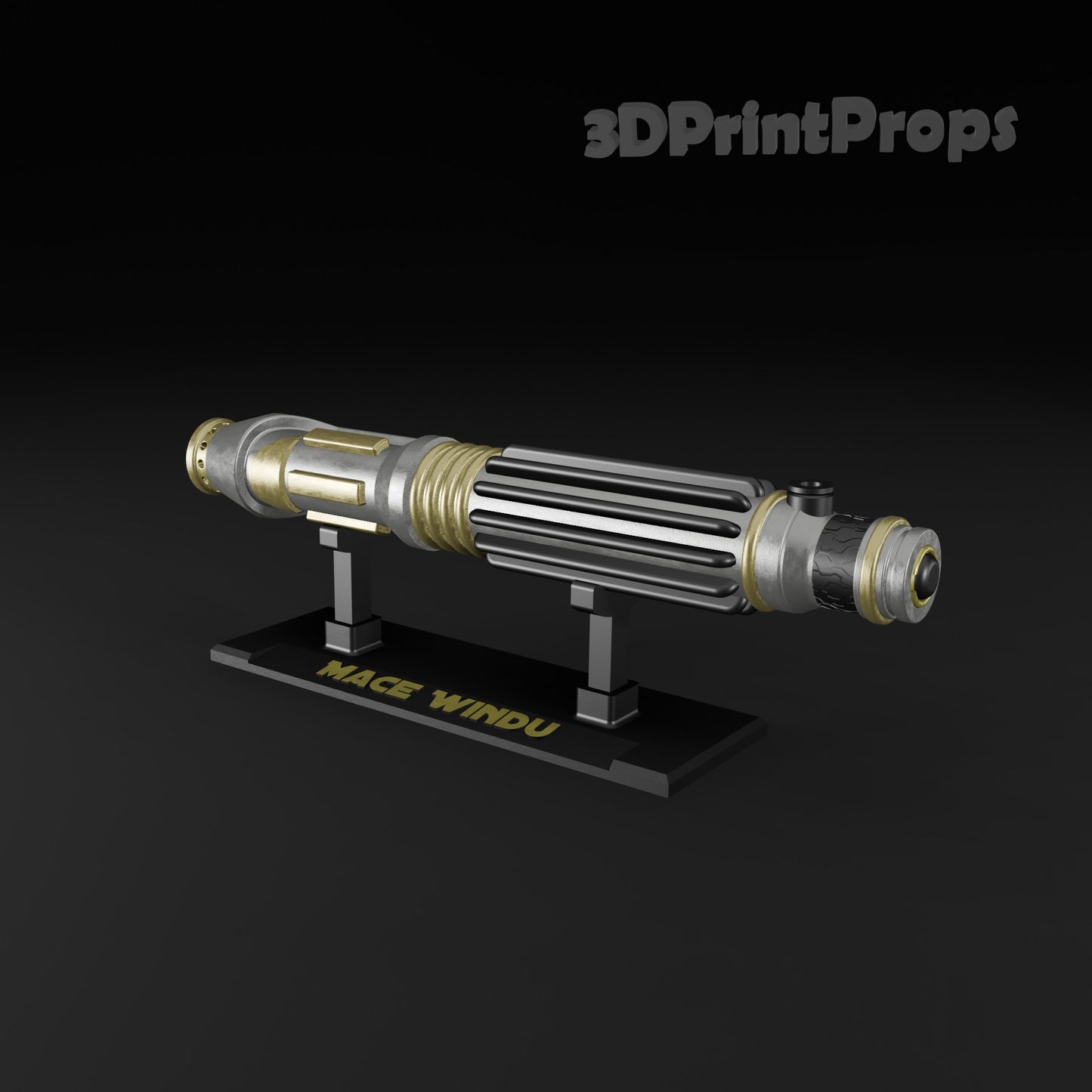 Star Wars Mace Windu Lightsaber Prop with 3D Printable Display Stand STL File