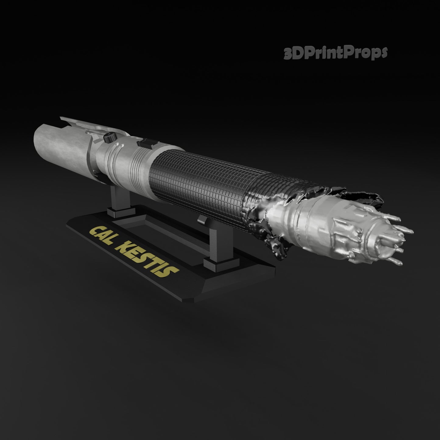 Cal Kestis Lightsaber Prop with 3D Printable Display Stand STL File