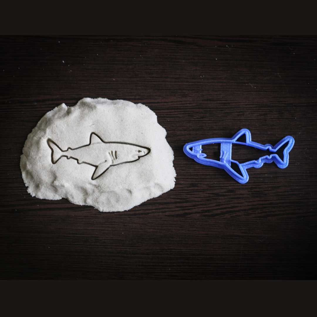 Shark shaped cookie cutter for ocean themed birthday parties
