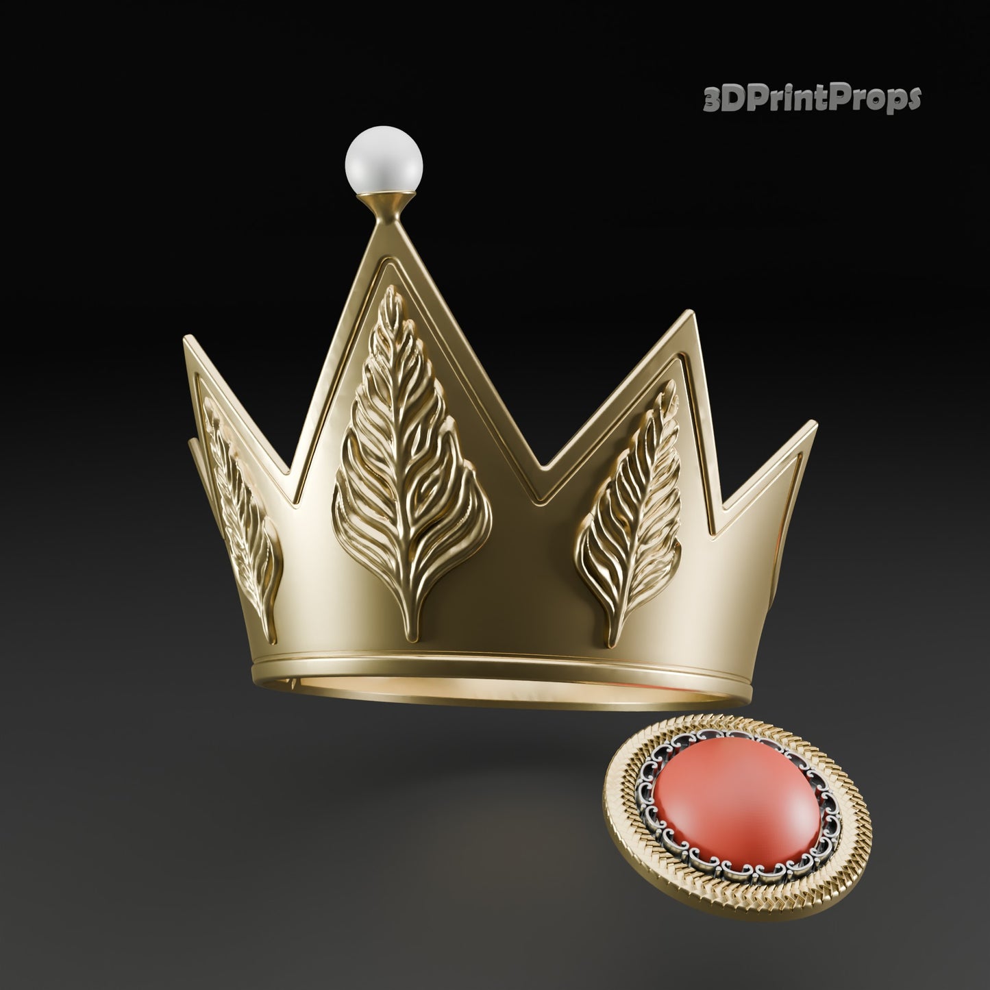 Fairytale Evil Queen Crown and Brooch Prop Set 3D Print STL File