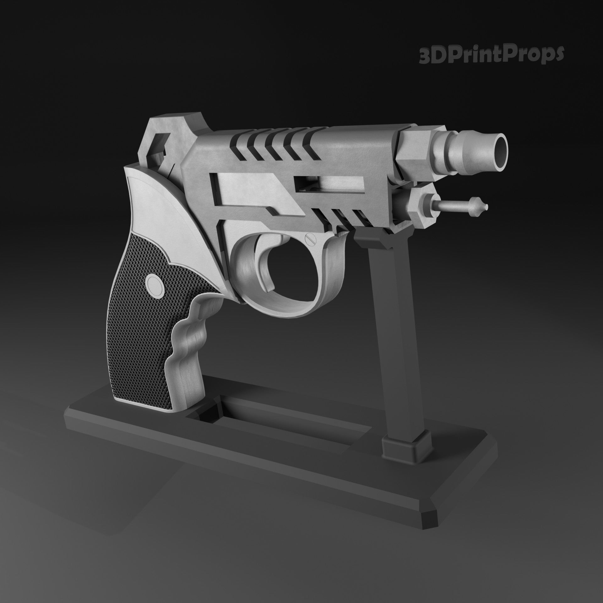 Kiru-Beam Pistol Prop with 3D Printable Display Stand STL File Heavenly Delusion