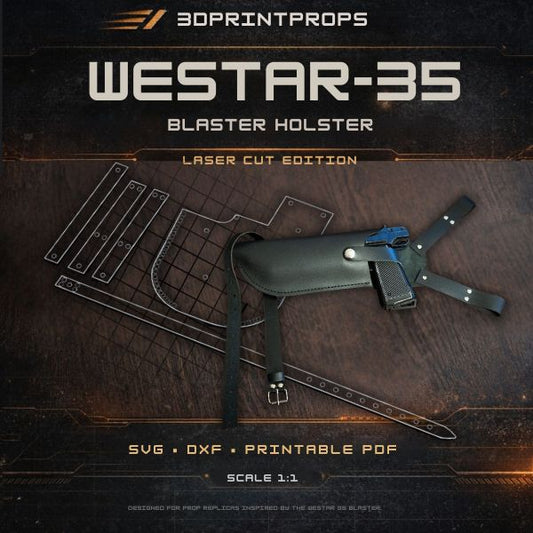 Mandalorian cosplay Westar-35 leather holster 1:1 scale printable PDF