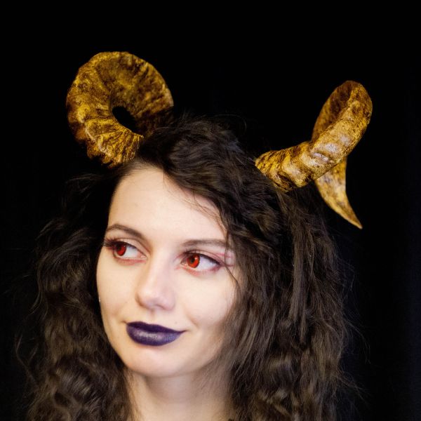Big twisted ram horns headband large demon cosplay crown accessory