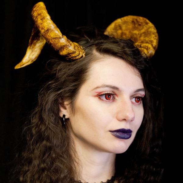 Big twisted ram horns headband large demon cosplay crown accessory