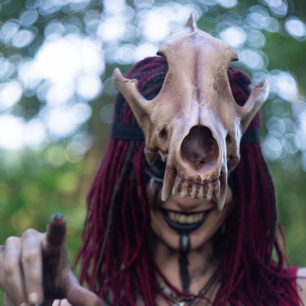 Realistic wolf skull crown mask wearable 3D printed helmet