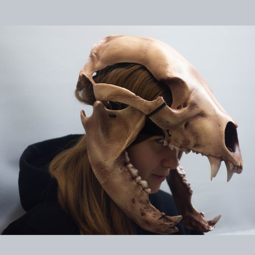 Realistic bear skull helmet mask wearable 3D scan cosplay prop