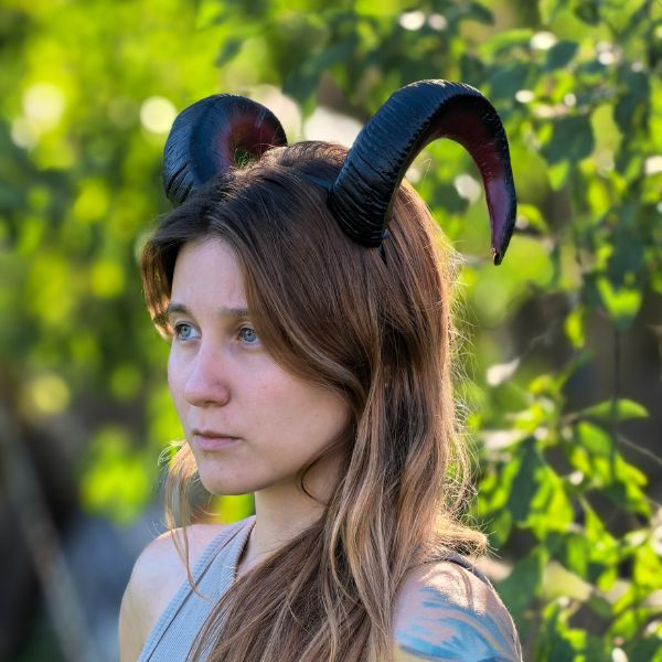 Ram horns headband hand painted fantasy tiefling cosplay accessory