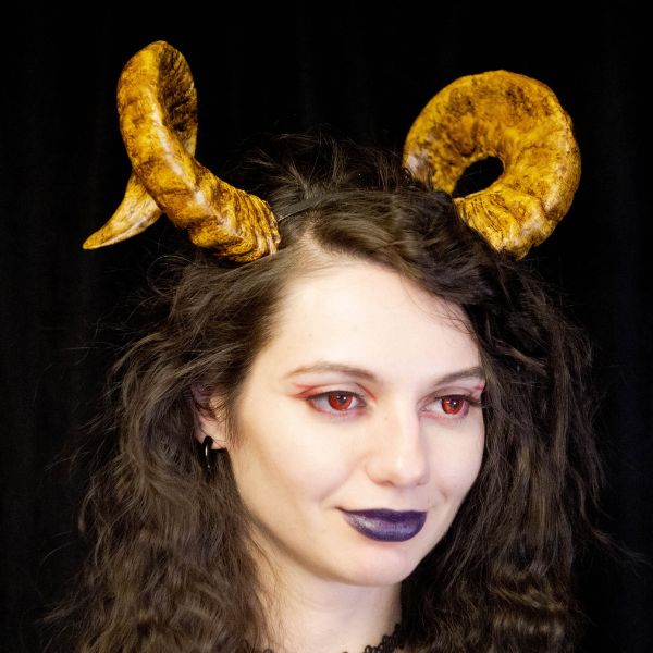 Big twisted ram horns headband large demon cosplay crown accessory