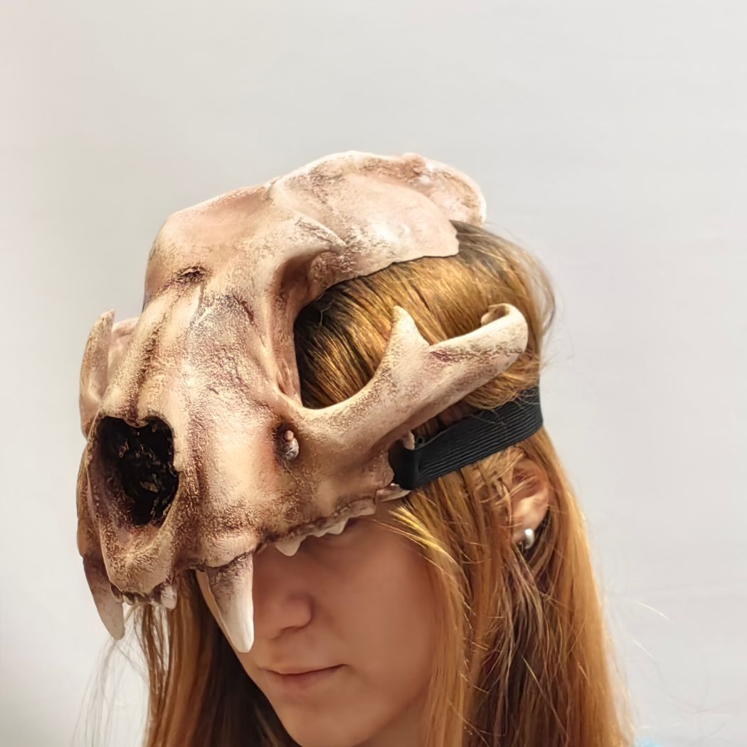 Realistic lynx skull mask wearable 3D printed feline helmet