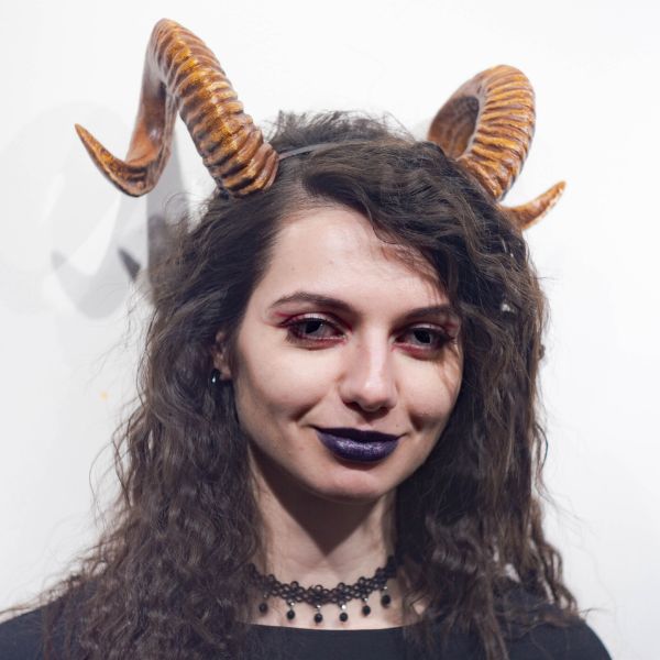 Twisted ram horns headband hand painted demon cosplay accessory
