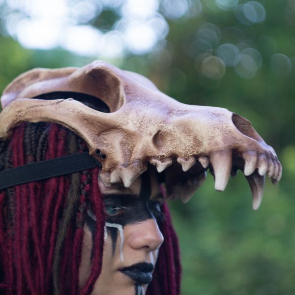 Realistic wolf skull crown mask wearable 3D printed helmet