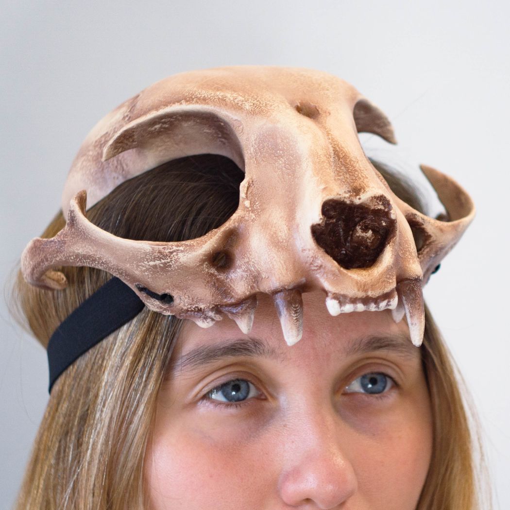 Realistic cat skull mask wearable 3D printed feline helmet