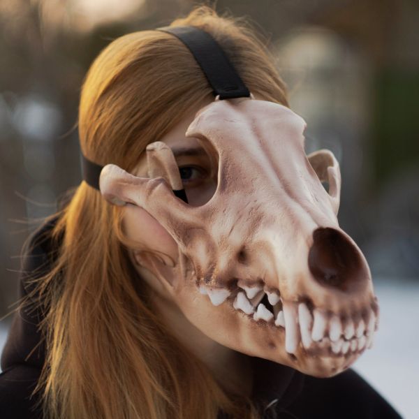 Realistic wolf skull mask wearable 3D printed cosplay helmet