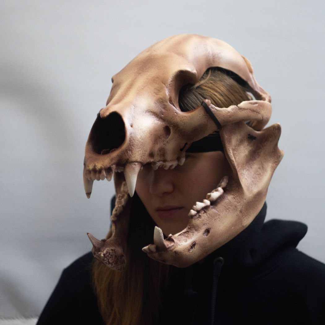 Realistic bear skull helmet mask wearable 3D scan cosplay prop