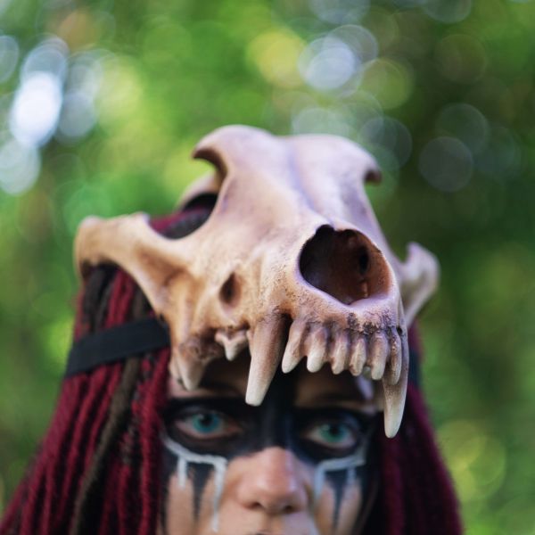 Realistic wolf skull crown mask wearable 3D printed helmet