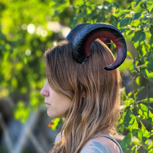 Realistic ram horn hair band for satyr and demon costumes