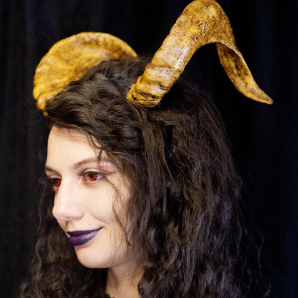 Big twisted ram horns headband large demon cosplay crown accessory