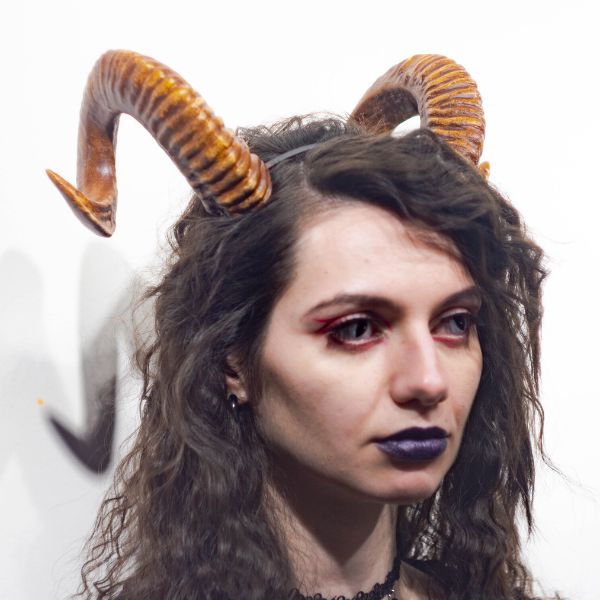Twisted ram horns headband hand painted demon cosplay accessory