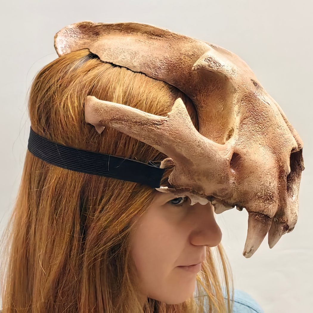 Realistic lynx skull mask wearable 3D printed feline helmet