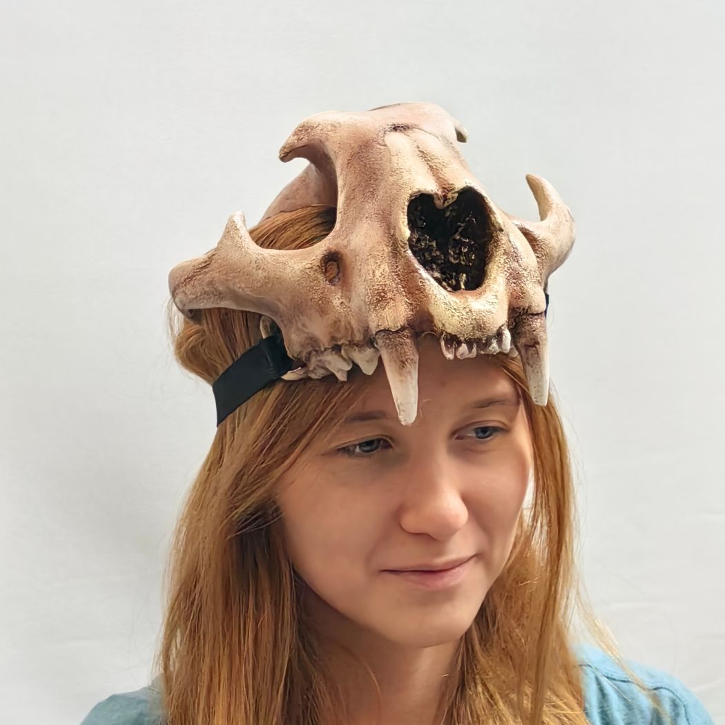 Realistic lynx skull mask wearable 3D printed feline helmet