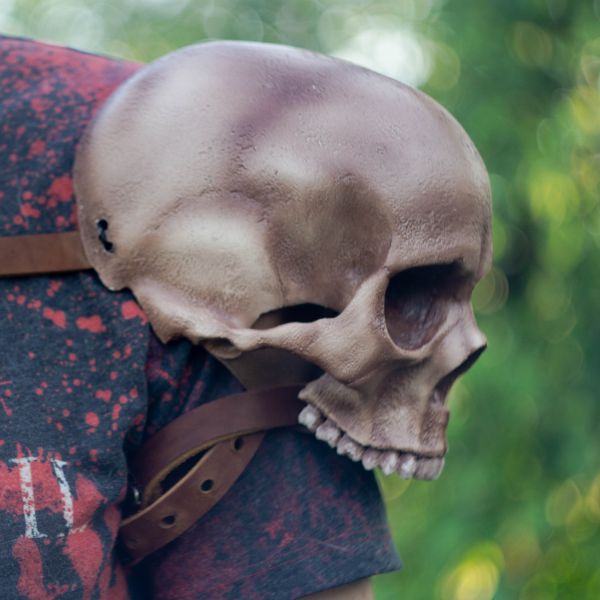 Human Skull Pauldrons Pair | Gothic LARP Viking Leather Shoulder Armor
