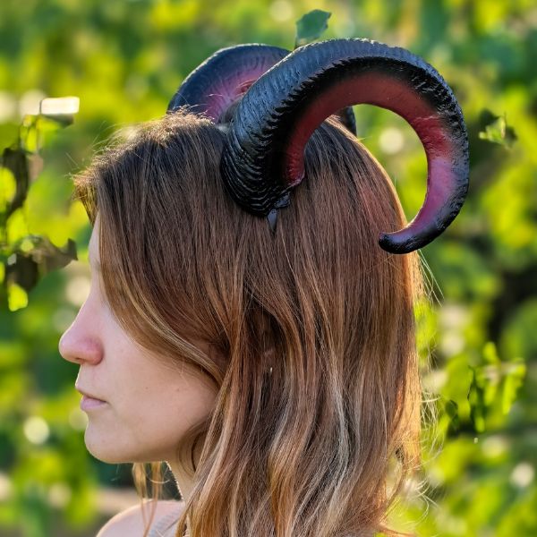Ram horns headband hand painted fantasy tiefling cosplay accessory