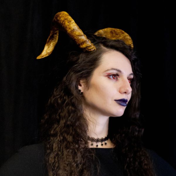 Big twisted ram horns headband large demon cosplay crown accessory