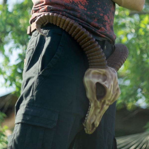 Ram Skull Belt with Horns - Leather Viking Cosplay Belt
