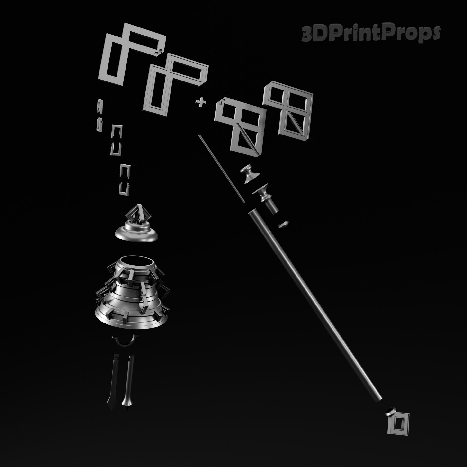 3D Printable Grandaro Parts Separated for 25mm and 6mm Core Tube Assembly