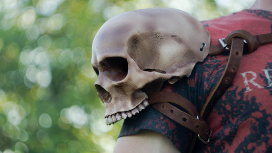 Viking cosplay skull shoulder pads with adjustable leather straps