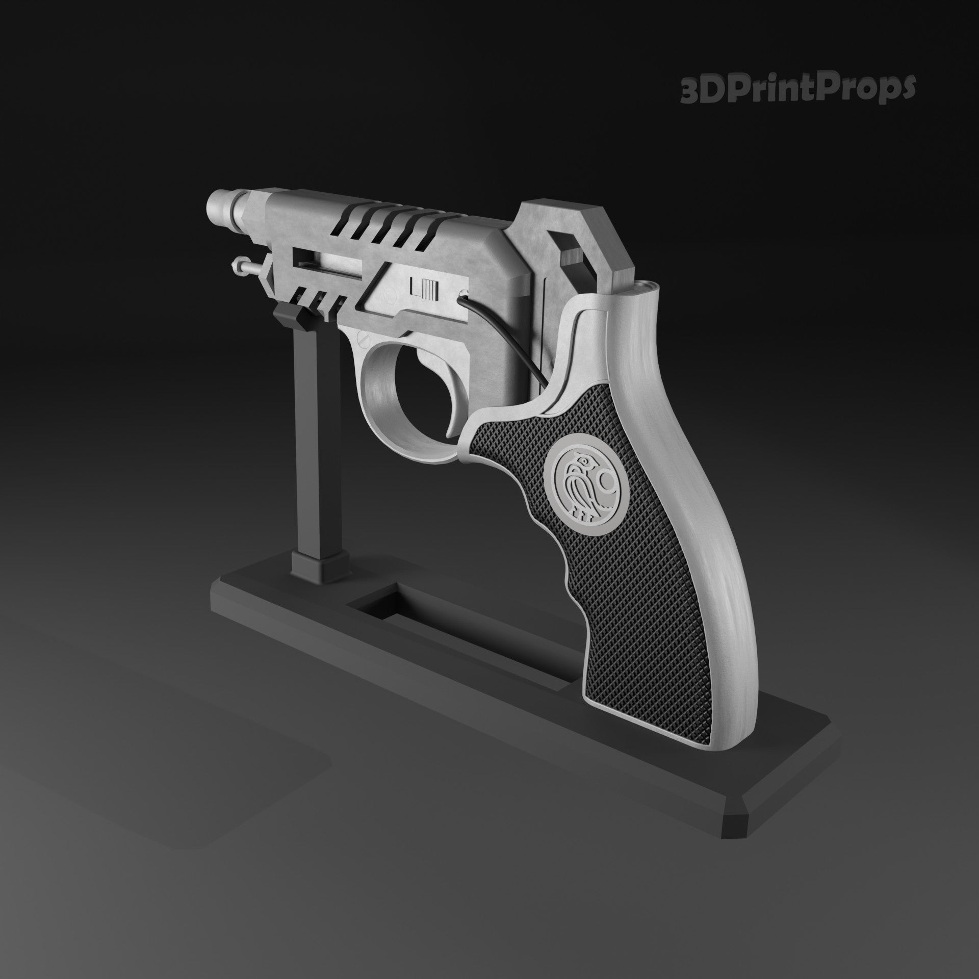 Kiru-Beam Pistol Prop with 3D Printable Display Stand STL File Heavenly Delusion
