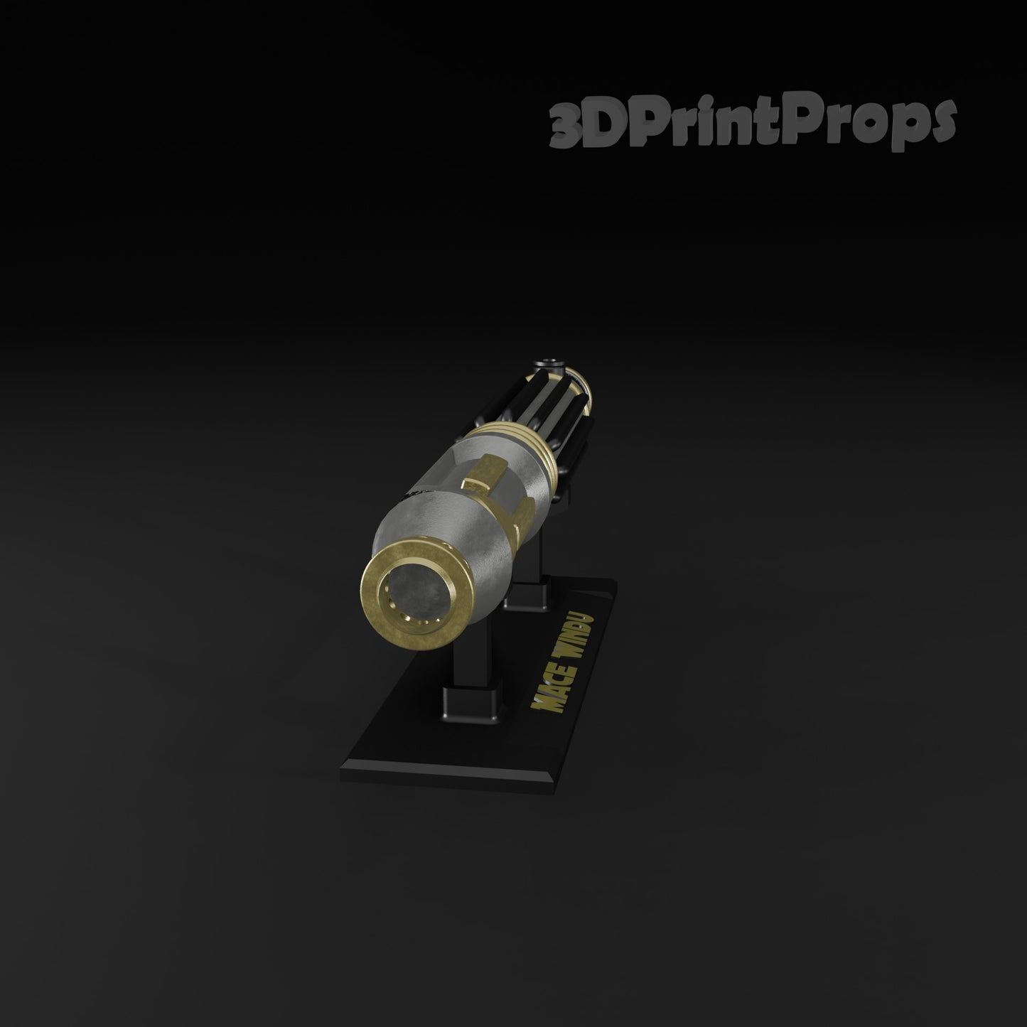 Star Wars Mace Windu Lightsaber Prop with 3D Printable Display Stand STL File