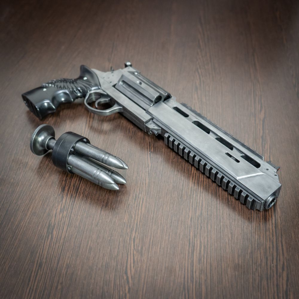 Resident Evil magnum revolver replica detailed 3D print finish