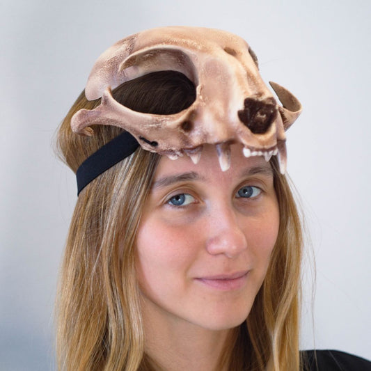 Realistic cat skull mask wearable 3D printed feline helmet