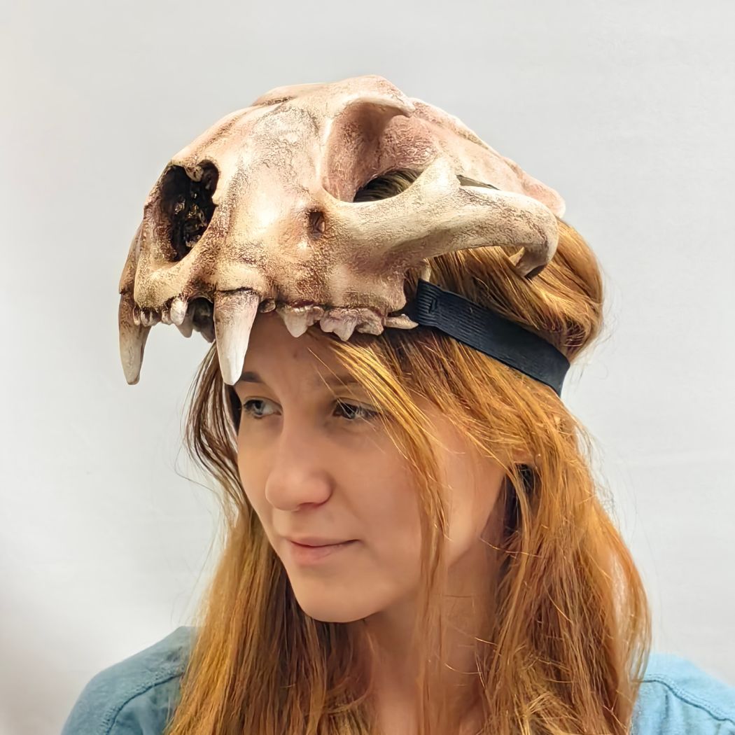 Realistic lynx skull mask wearable 3D printed feline helmet