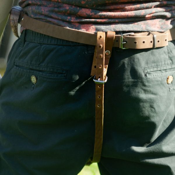 Ram Skull Belt with Horns - Leather Viking Cosplay Belt