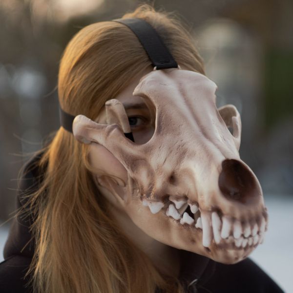 Realistic wolf skull mask wearable 3D printed cosplay helmet