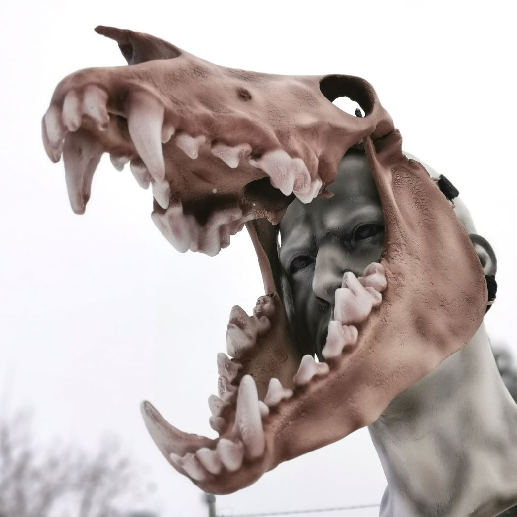 Realistic wendigo skull mask wearable 3D printed cosplay helmet