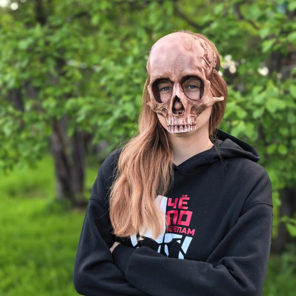 Anatomically accurate human skull mask wearable 3D scan prop