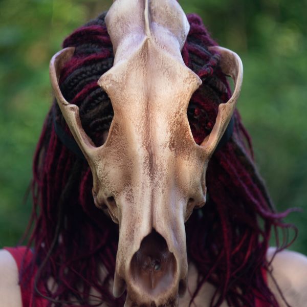 Realistic wolf skull crown mask wearable 3D printed helmet
