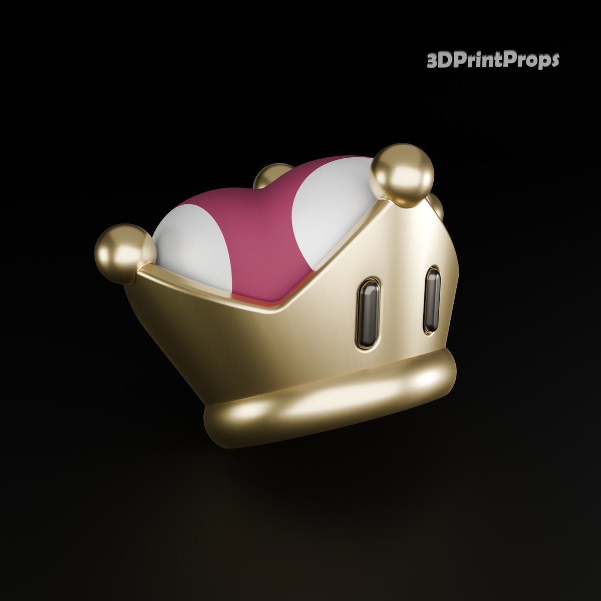Side view of the Bowsette Super Crown STL with raised details