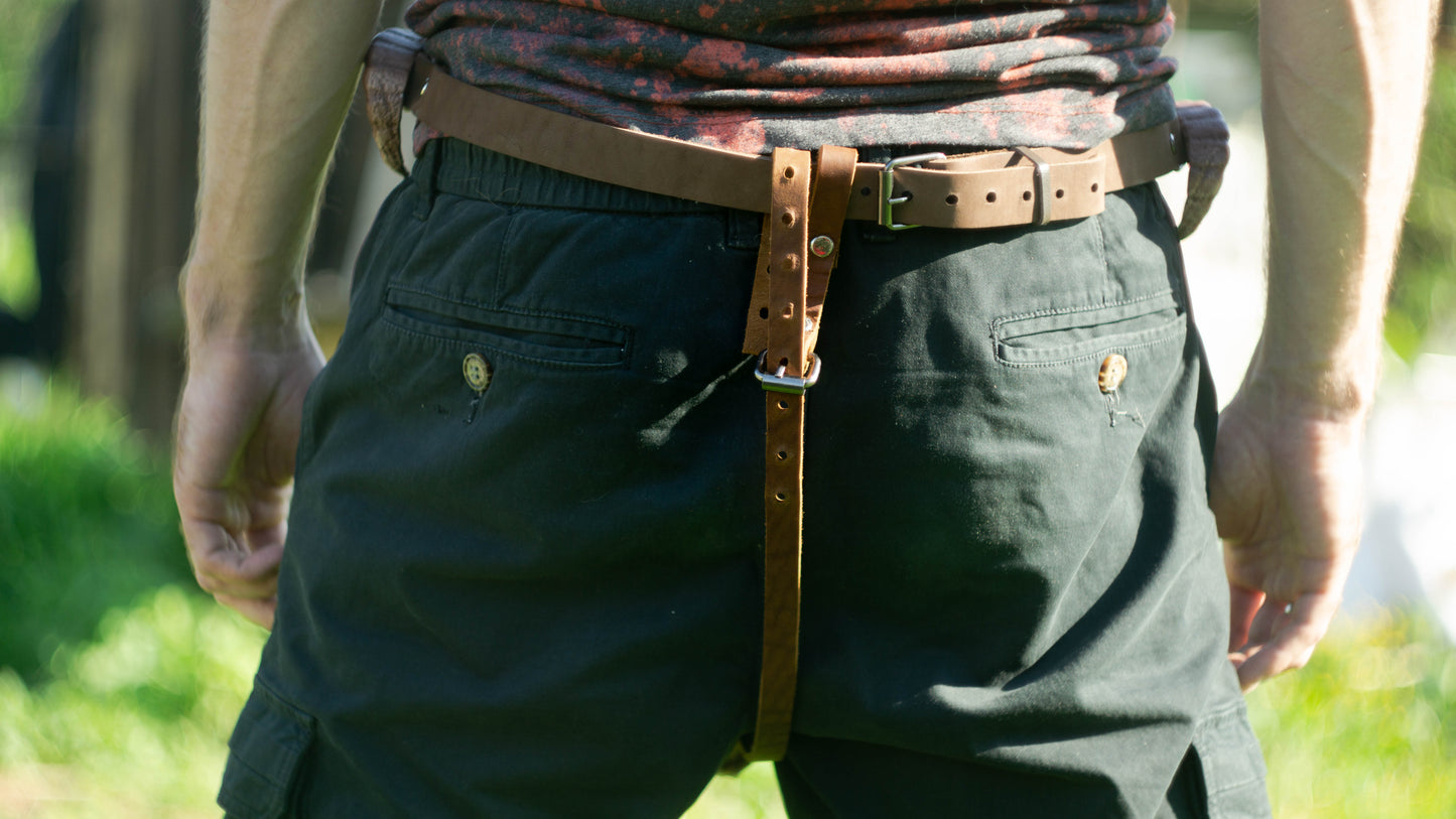 Ram Skull Belt with Horns - Leather Viking Cosplay Belt