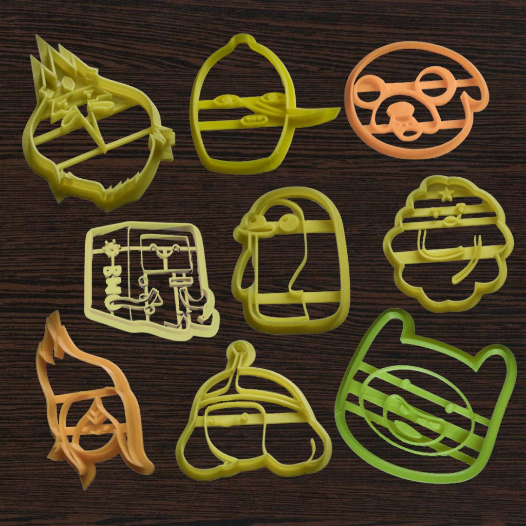 Full 9-piece Adventure Time cookie cutter set featuring Finn Jake and BMO