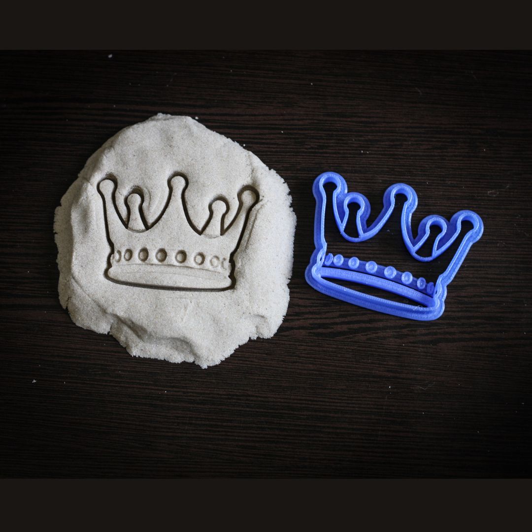 Tiara silhouette cookie mold made from pink bio-safe PLA plastic