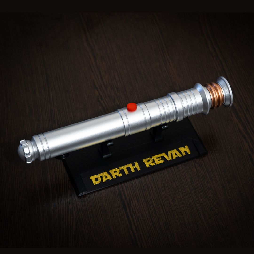 Full side view of the 11.5-inch Darth Revan lightsaber hilt replica
