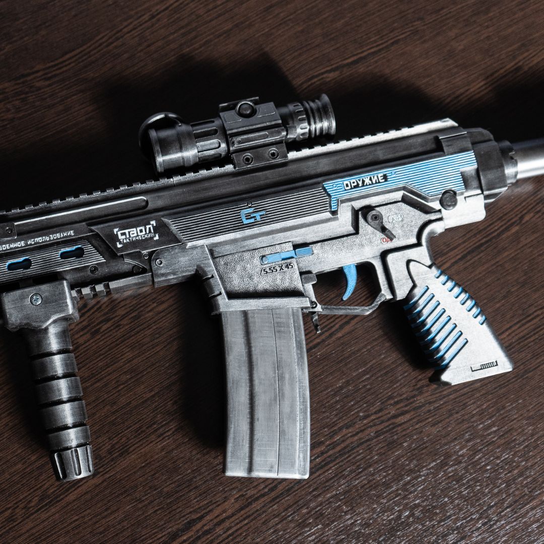 Detailed view of the tactical hand-painted finish on the Kilo 141 rifle body