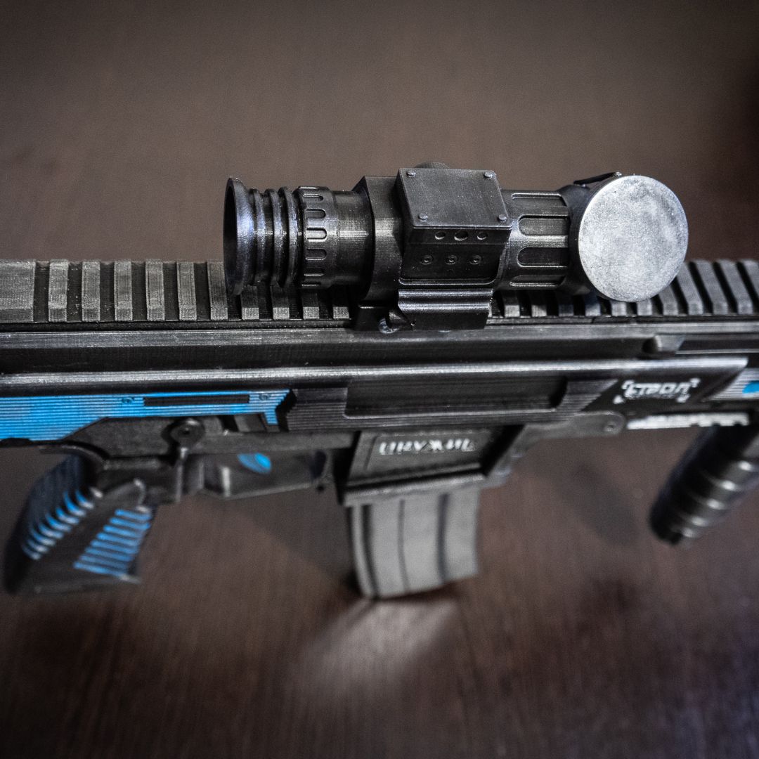 Detailed view of the tactical hand-painted finish on the Kilo 141 rifle body