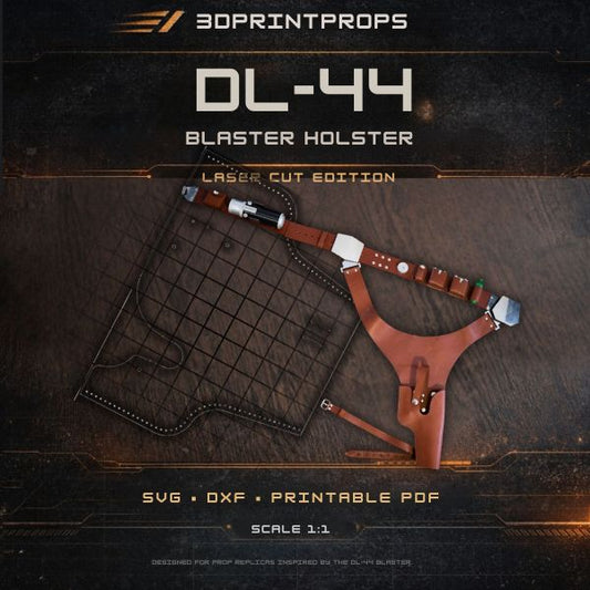 Han Solo DL-44 leather holster and gun belt pattern with metal parts and accessory pouches