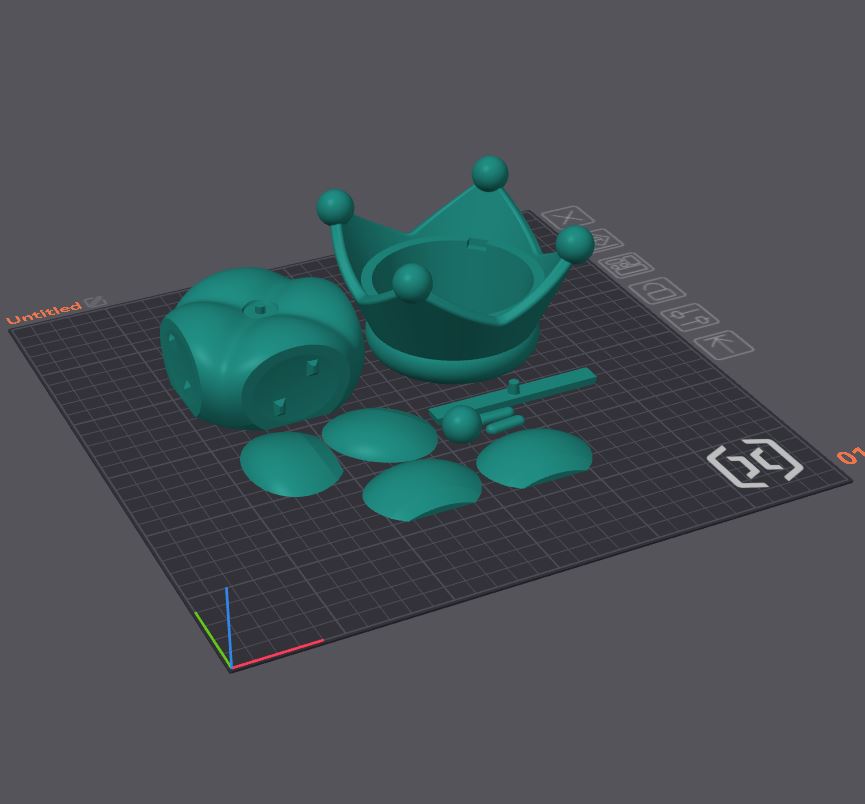 Bowsette Super Crown STL model oriented for clean 3D printing